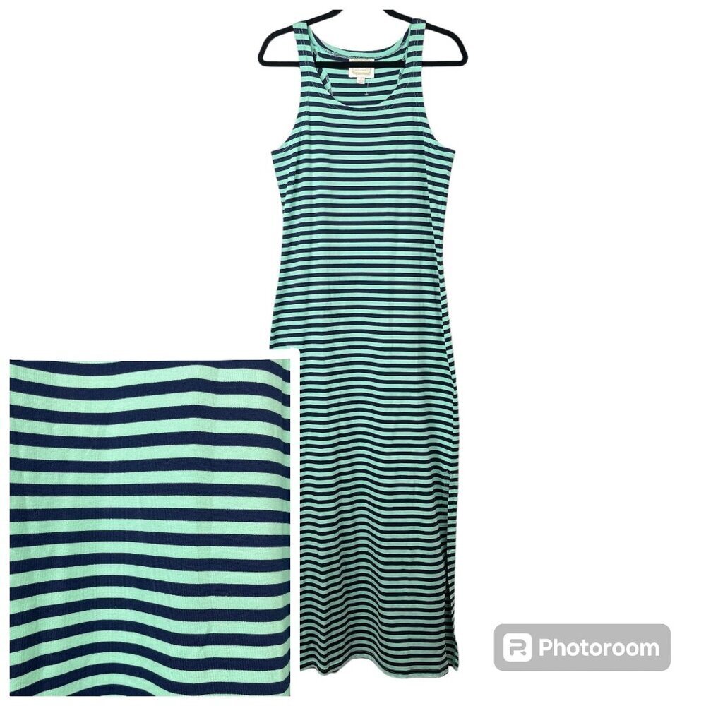 Sail To Sable Sleeveless Fitted Maxi Dress Womens S Striped Racerback Coastal